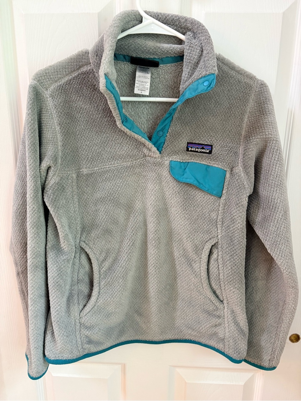 Patagonia Women’s Re-Tool Snap-T Pullover fleece w Teal Trim small